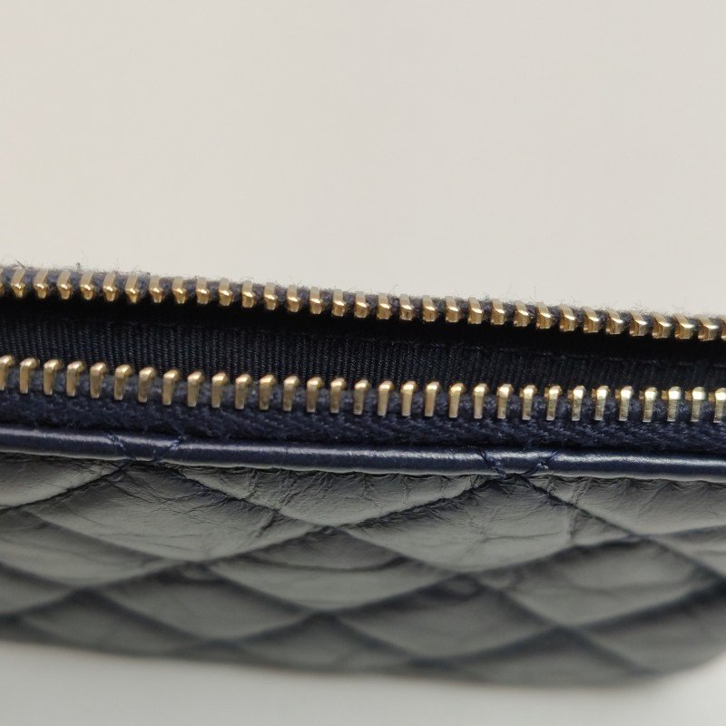 Chanel 2.55 Bag 油蠟皮 純色 菱格紋 矩形旋扣 零錢包-9