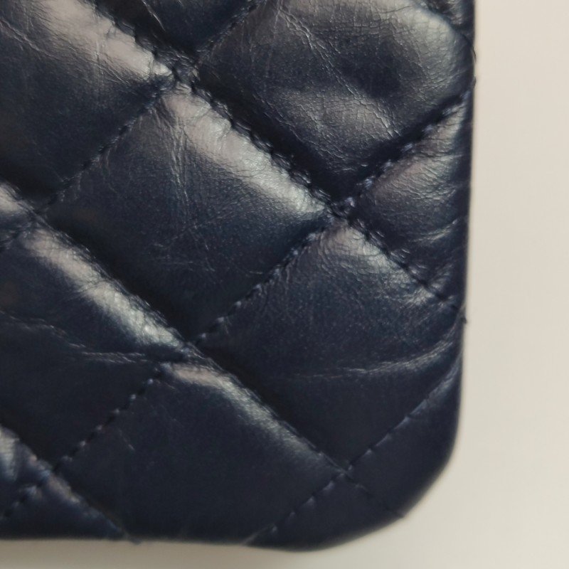 Chanel 2.55 Bag 油蠟皮 純色 菱格紋 矩形旋扣 零錢包-12