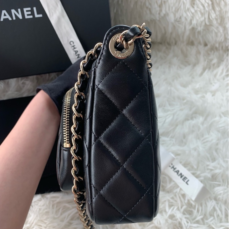香奈兒 chanel 25c 相機包 黑金 羊皮 手提 單肩-1