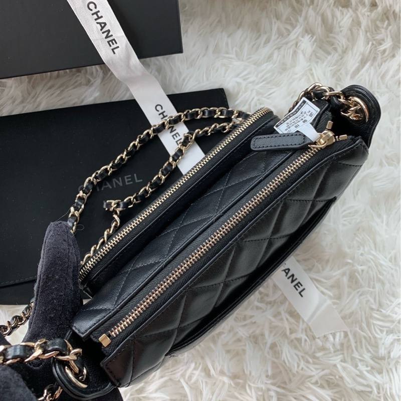 香奈兒 chanel 25c 相機包 黑金 羊皮 手提 單肩-5