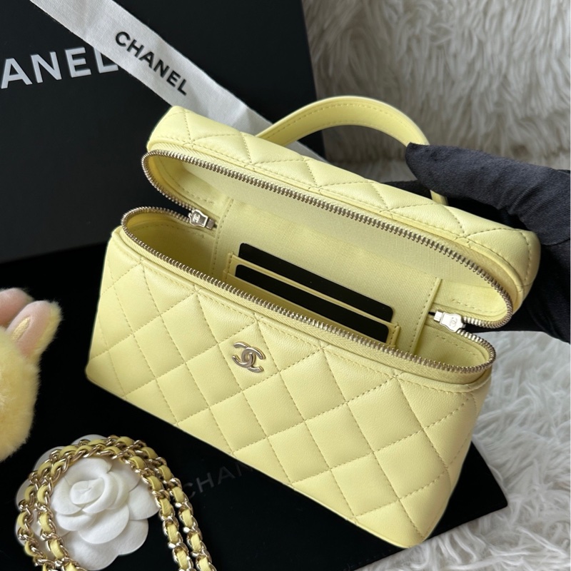 香奈兒 Chanel 25c lp 小雞黃色 飯盒包 盒子包 手提斜挎包 鏈條可拆卸 羊皮-2