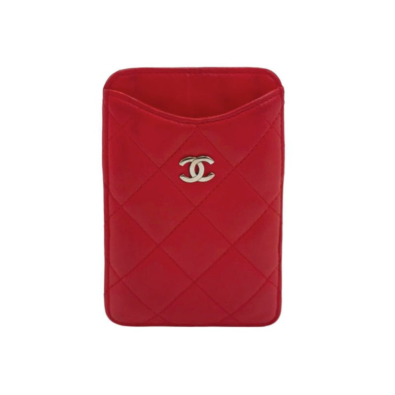 Chanel 羊皮 純色 菱格 絎縫 雙C 標識 卡包-0