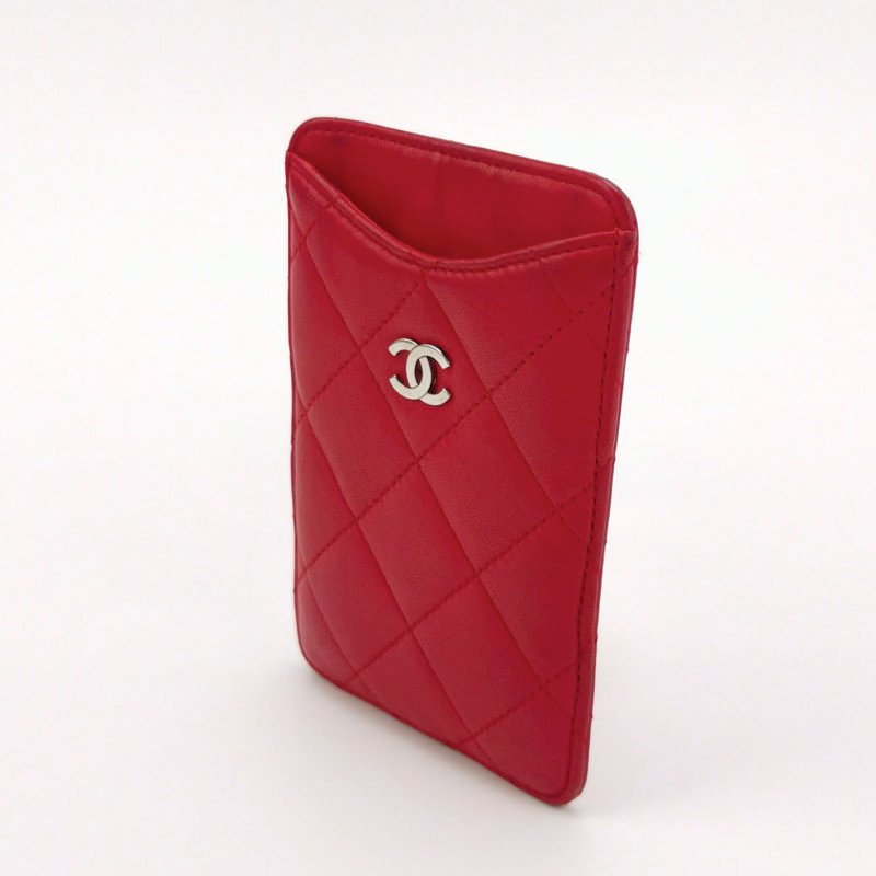 Chanel 羊皮 純色 菱格 絎縫 雙C 標識 卡包-1