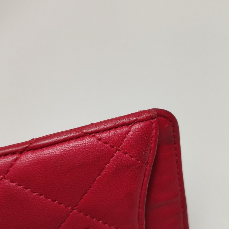 Chanel 羊皮 純色 菱格 絎縫 雙C 標識 卡包-13