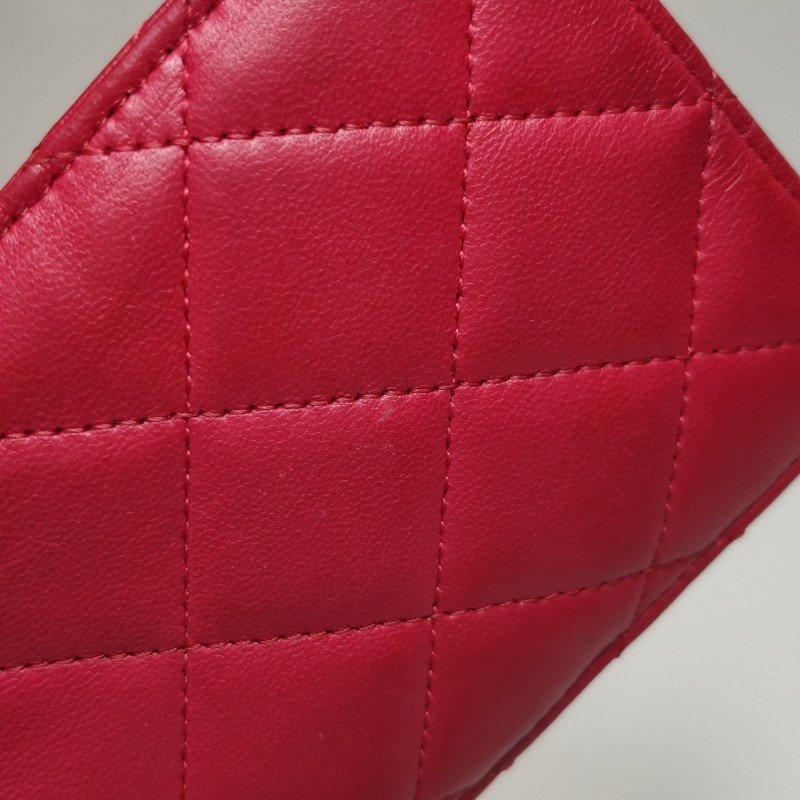 Chanel 羊皮 純色 菱格 絎縫 雙C 標識 卡包-14