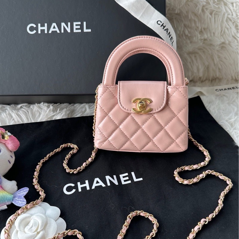 香奈兒 chanel 24K kelly mini 牛皮 單肩 斜挎 手提 淺粉色-0