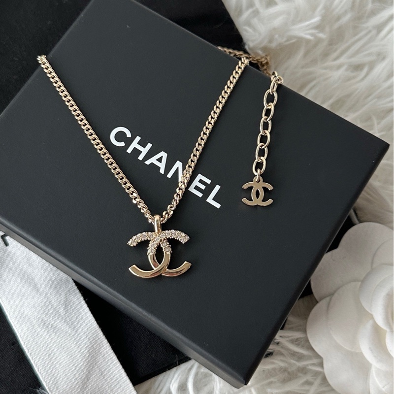 香奈兒 Chanel  項鍊  雙c吊墜 半鑽 高貴優雅 氣質凸顯-1