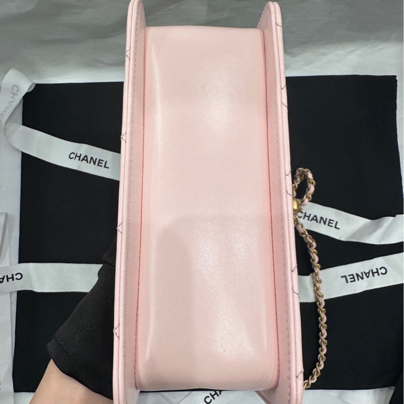 香奈兒 Chanel 25s cf mini 雙金球 雙金珠 芯片款 牛皮 淺粉色-3
