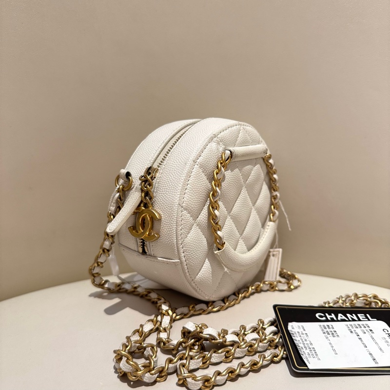 Chanel / 香奈兒 限量小圓餅 白色荔枝牛皮-1