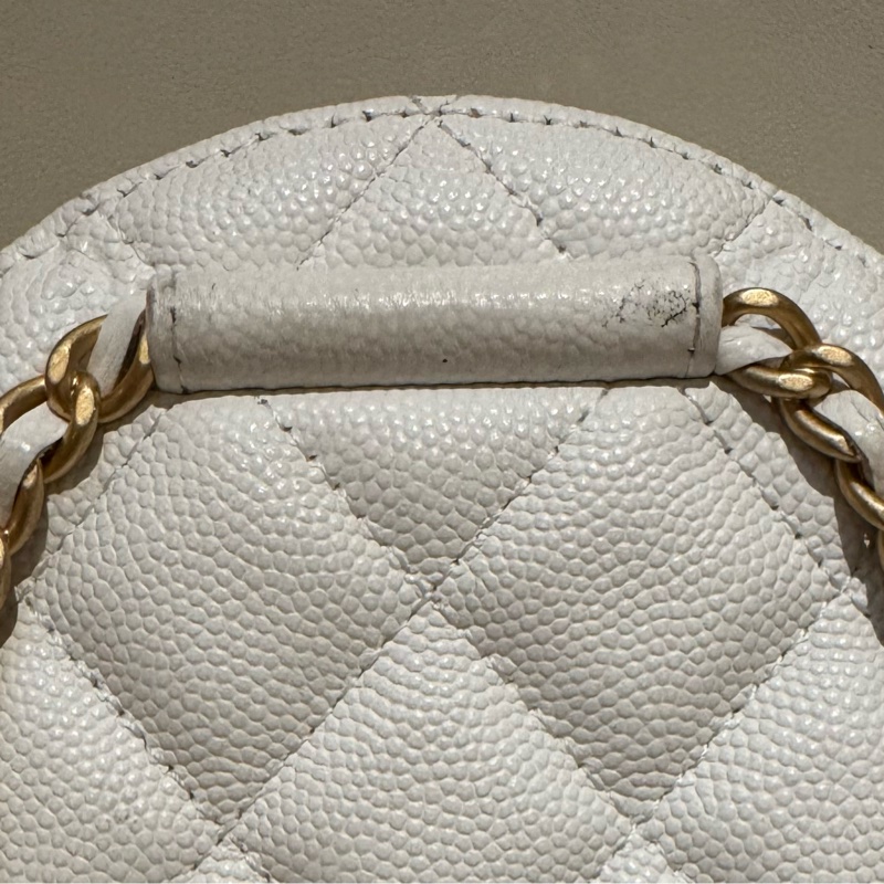 Chanel / 香奈兒 限量小圓餅 白色荔枝牛皮-17