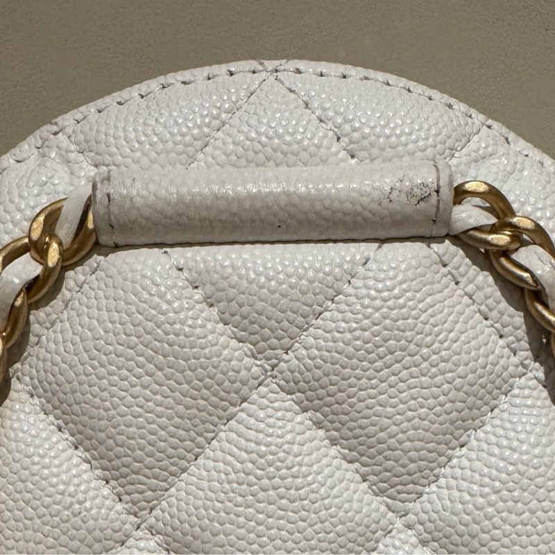 Chanel / 香奈兒 限量小圓餅 白色荔枝牛皮-18