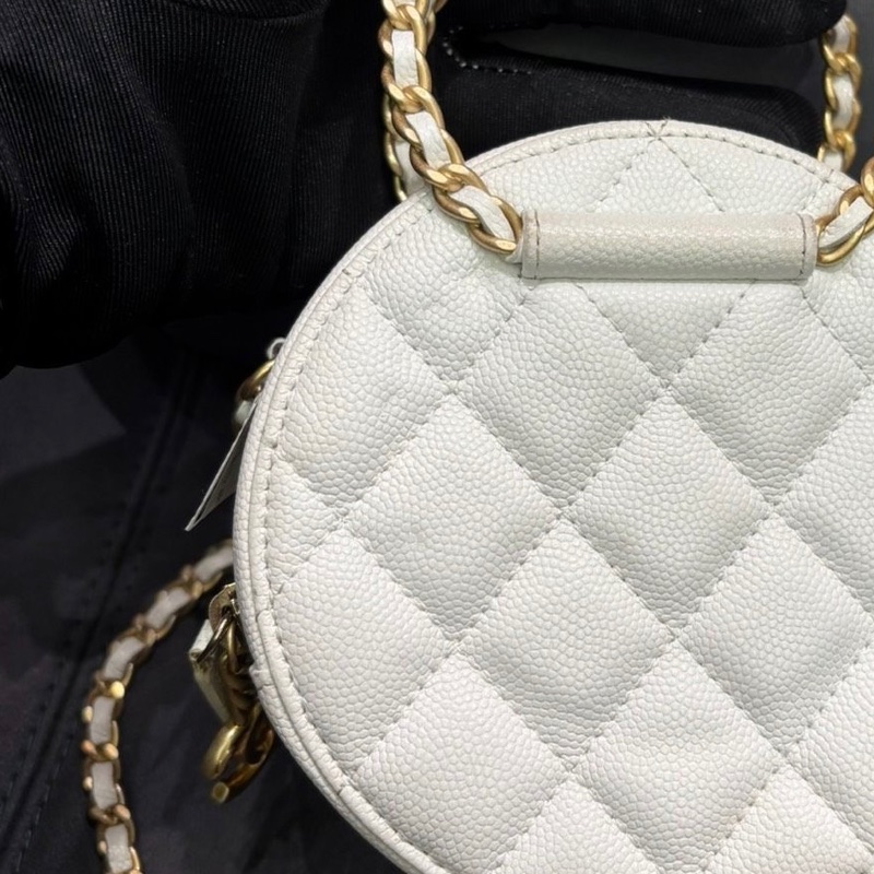 Chanel / 香奈兒 限量小圓餅 白色荔枝牛皮-16