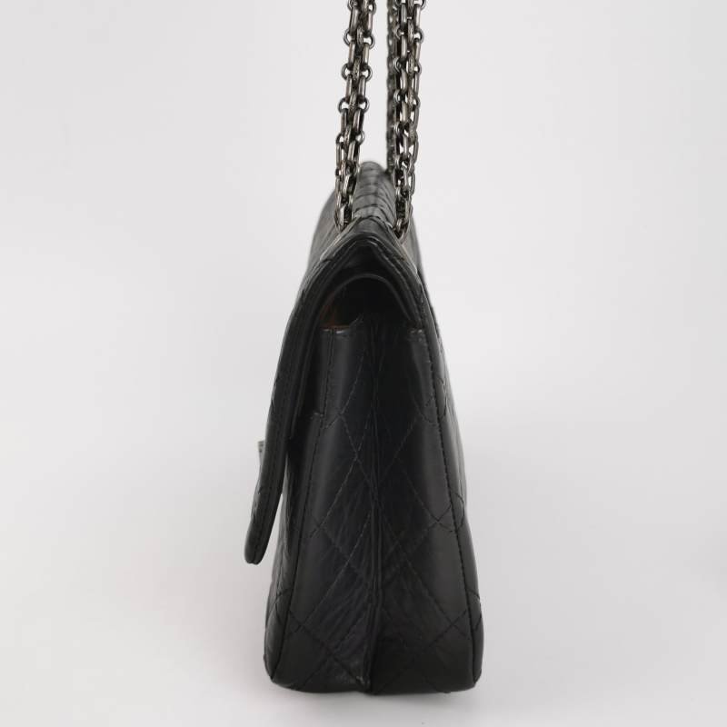 Chanel 2.55 Flag Bag 經典款 大號 油蠟皮 菱格 絎縫 長方形旋扣 單肩包-2