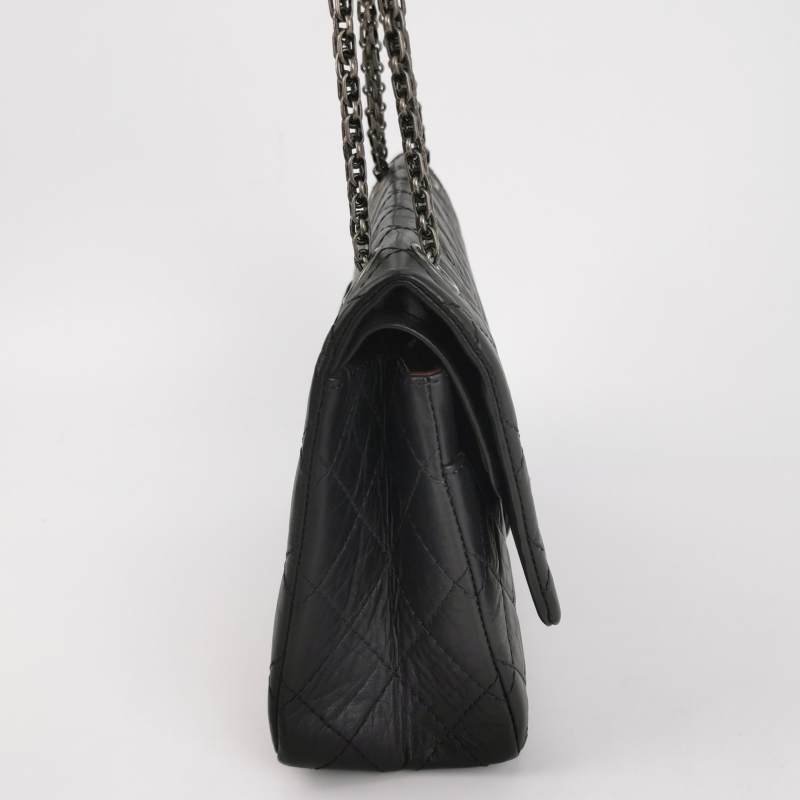 Chanel 2.55 Flag Bag 經典款 大號 油蠟皮 菱格 絎縫 長方形旋扣 單肩包-3