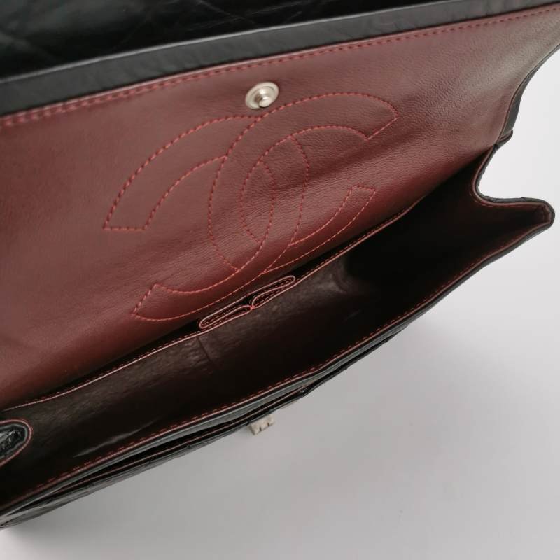 Chanel 2.55 Flag Bag 經典款 大號 油蠟皮 菱格 絎縫 長方形旋扣 單肩包-6