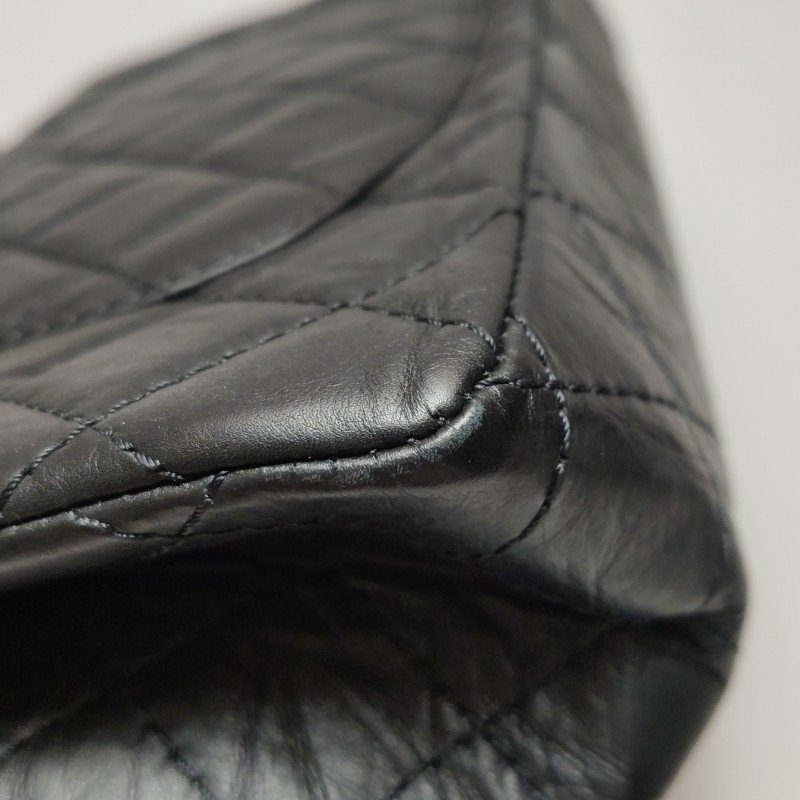 Chanel 2.55 Flag Bag 經典款 大號 油蠟皮 菱格 絎縫 長方形旋扣 單肩包-14