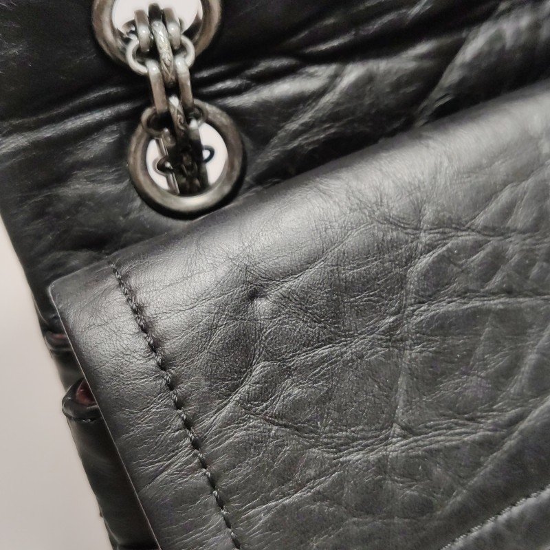 Chanel 2.55 Flag Bag 經典款 大號 油蠟皮 菱格 絎縫 長方形旋扣 單肩包-15