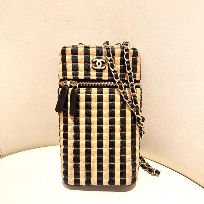 Chanel / 香奈兒 拉菲草編手機包-6