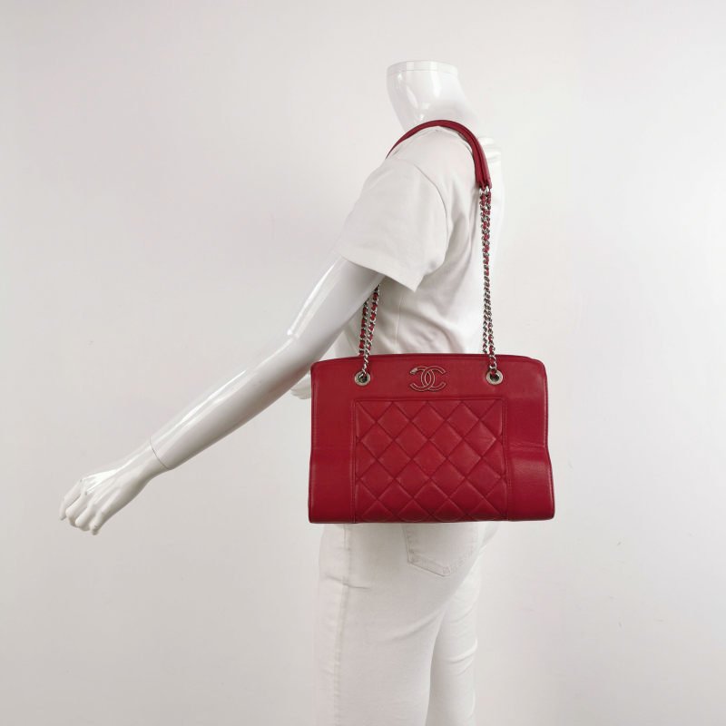 Chanel 羊皮 純色 菱格 絎縫 雙C Logo 單肩包-1