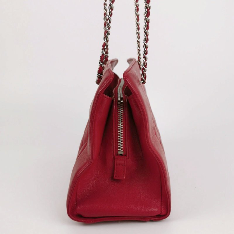 Chanel 羊皮 純色 菱格 絎縫 雙C Logo 單肩包-2