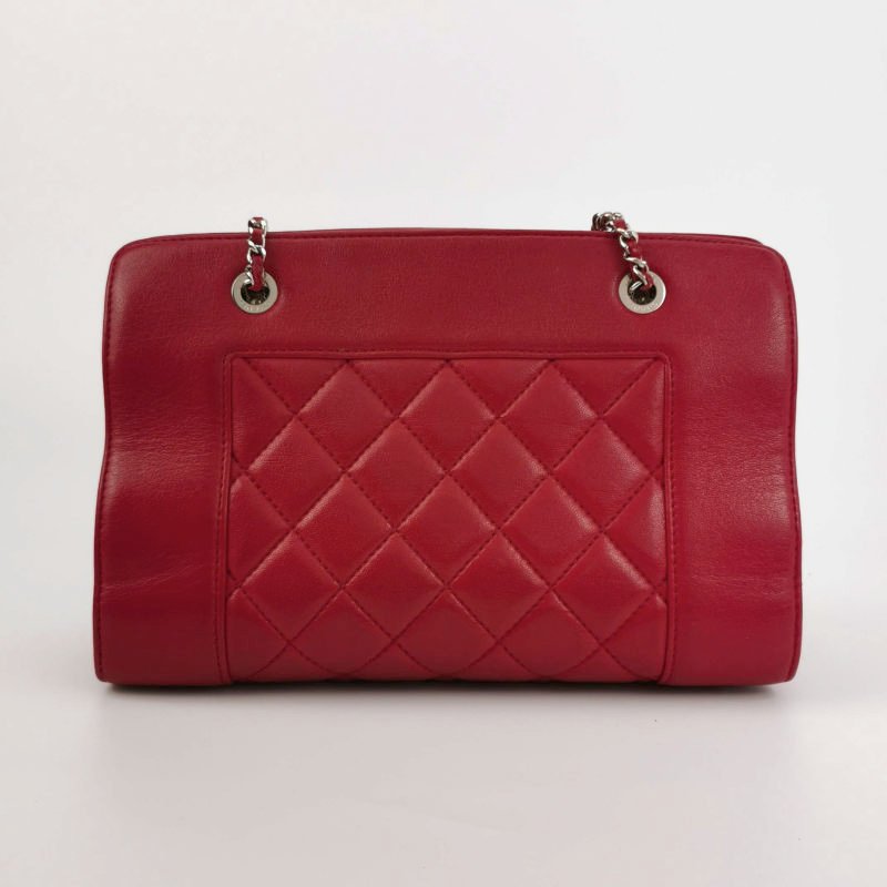 Chanel 羊皮 純色 菱格 絎縫 雙C Logo 單肩包-4