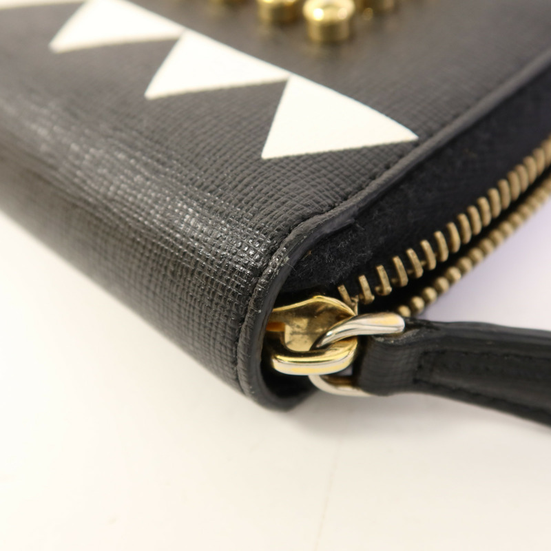 FENDI 牛皮皮革Long Round Wallet金扣長錢包-10