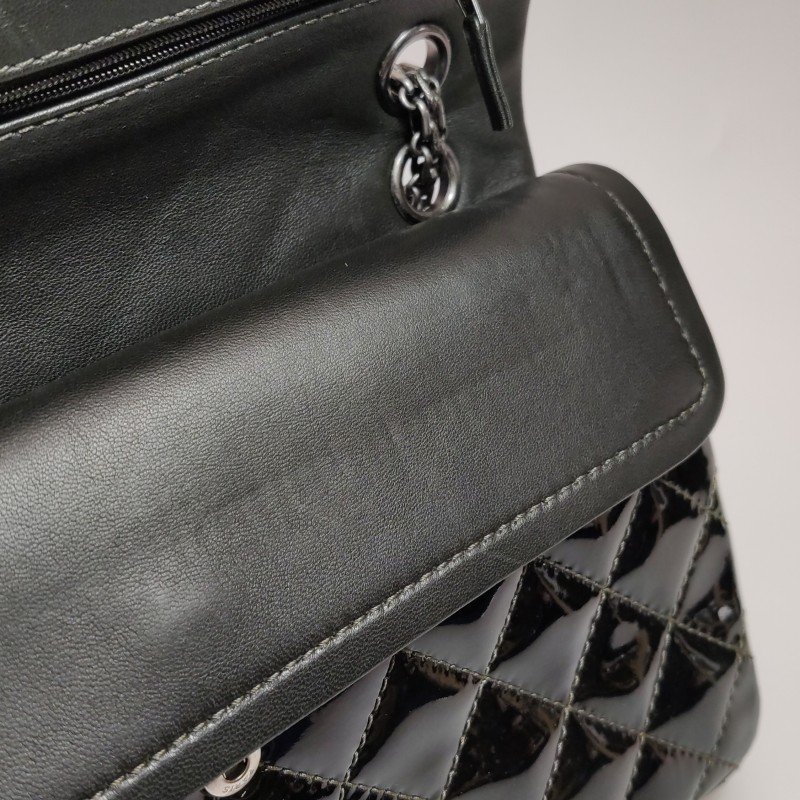 Chanel 2.55 Flag Bag 季節限定款 大號 漆皮 菱格 絎縫 長方形旋扣 單肩包-14