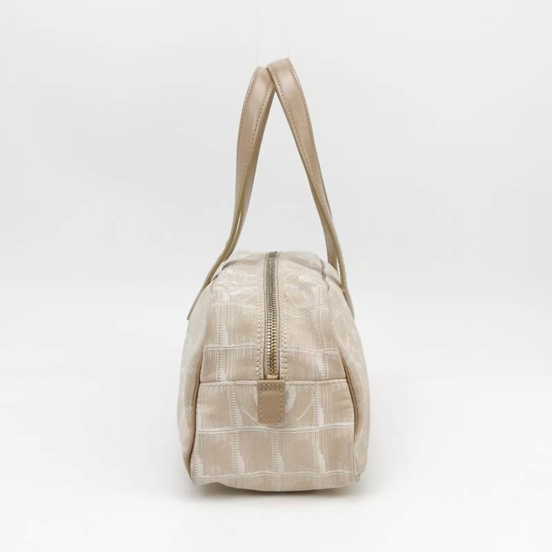 Chanel Travel Line 牛皮 帆布 冰格紋 中古 手提包-2