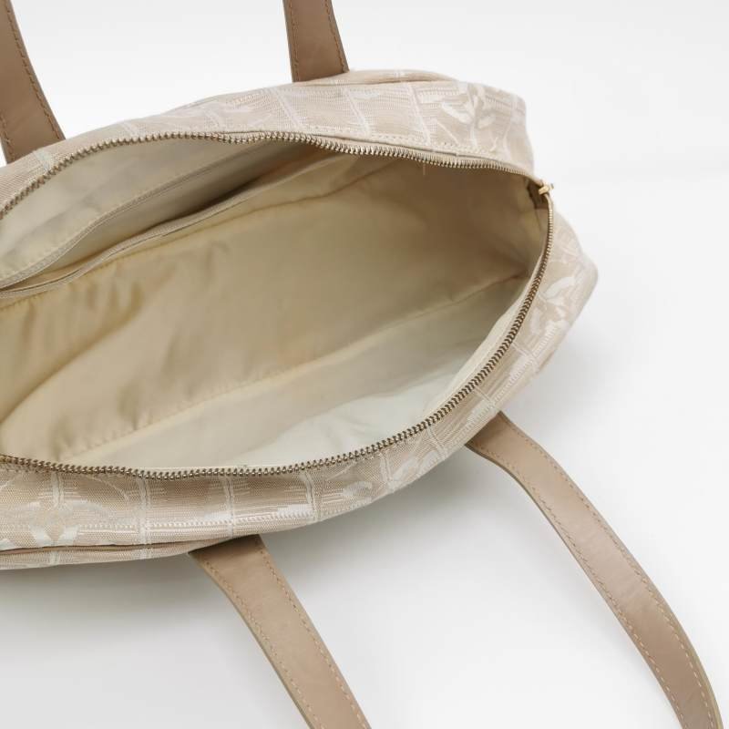 Chanel Travel Line 牛皮 帆布 冰格紋 中古 手提包-6