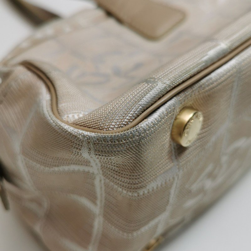 Chanel Travel Line 牛皮 帆布 冰格紋 中古 手提包-13