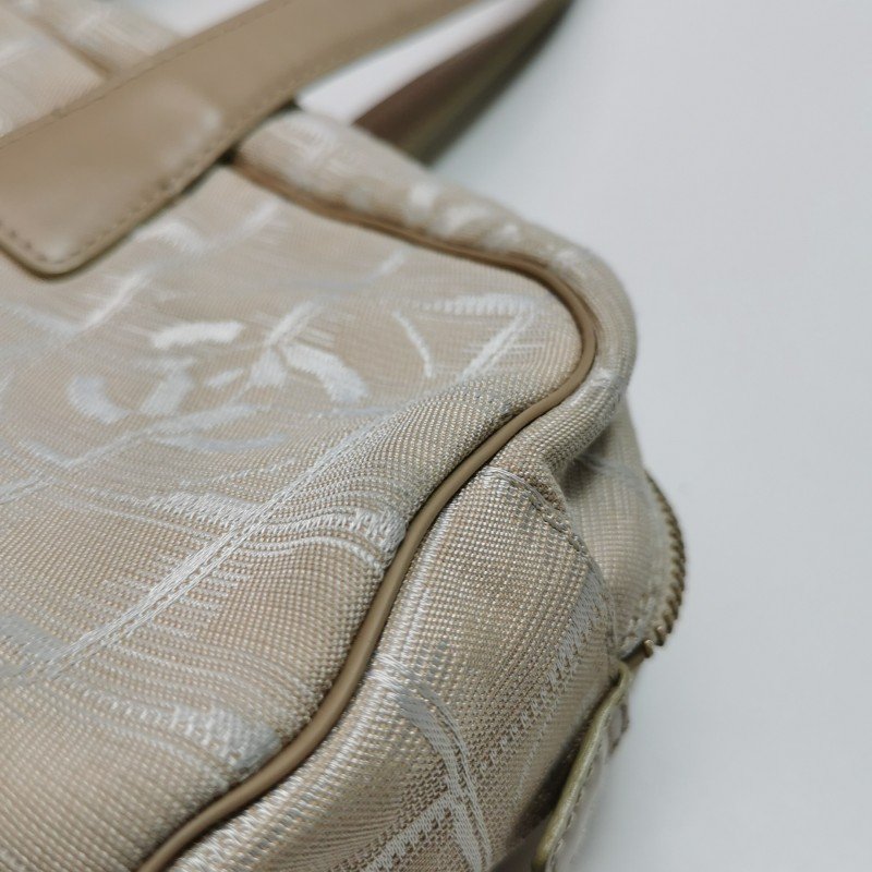 Chanel Travel Line 牛皮 帆布 冰格紋 中古 手提包-15