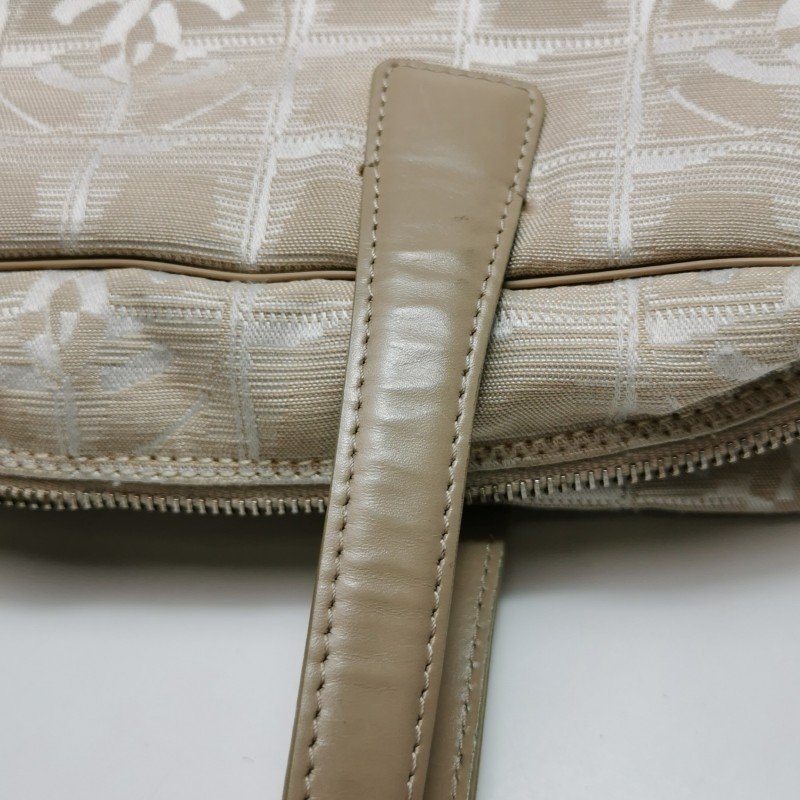 Chanel Travel Line 牛皮 帆布 冰格紋 中古 手提包-17