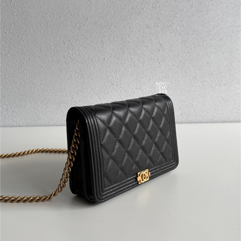 99新全配有購證🆕 Chanel 香奈兒 Leboy WOC 黑色金釦 斜背包 肩背包-4