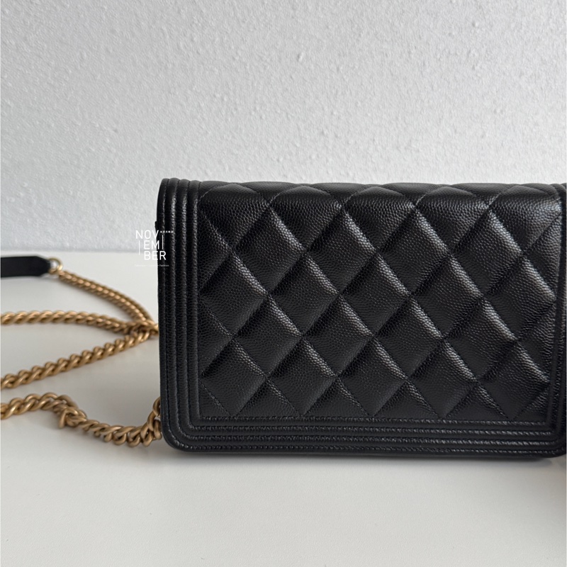 99新全配有購證🆕 Chanel 香奈兒 Leboy WOC 黑色金釦 斜背包 肩背包-5