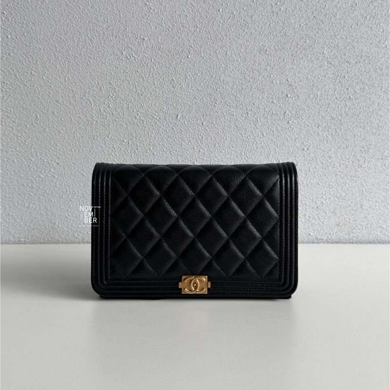 99新全配有購證🆕 Chanel 香奈兒 Leboy WOC 黑色金釦 斜背包 肩背包-6