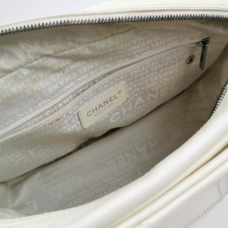 Chanel Chocolate Bar 冰格 牛皮 純色 萎格 字母 Logo 標誌 冰格紋 中古 單肩包-7