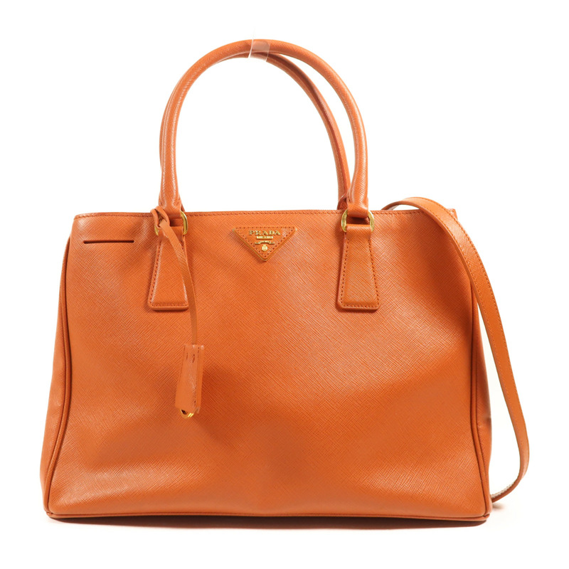 PRADA 牛皮皮革Saffiano Lux金扣手挽肩背兩用袋-0