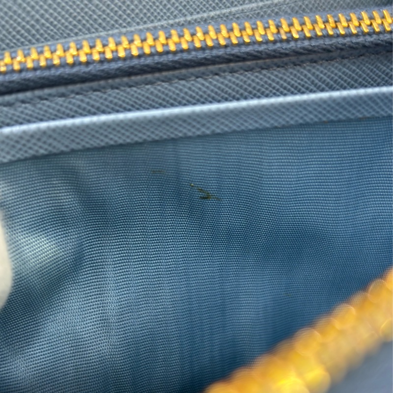 PRADA 1M0506 粉藍色 牛皮 蝴蝶結 拉鍊 零錢 信用卡 包 長夾 皮夾 錢包-29