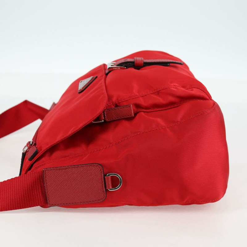 【日本直送】PRADA 單肩包 尼龍 紅色 銀色 正品 ki5917A-2