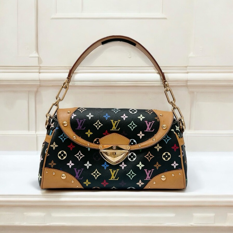 莉亞精品♡ LV 黑彩肩背包 二手美包-0