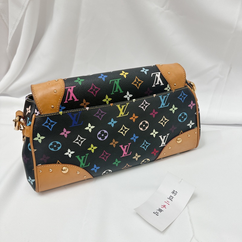 莉亞精品♡ LV 黑彩肩背包 二手美包-3