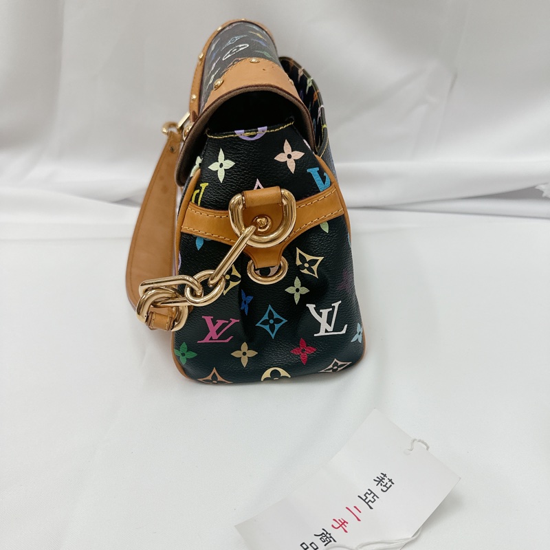 莉亞精品♡ LV 黑彩肩背包 二手美包-4