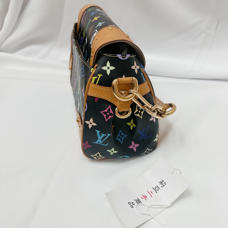 莉亞精品♡ LV 黑彩肩背包 二手美包-5