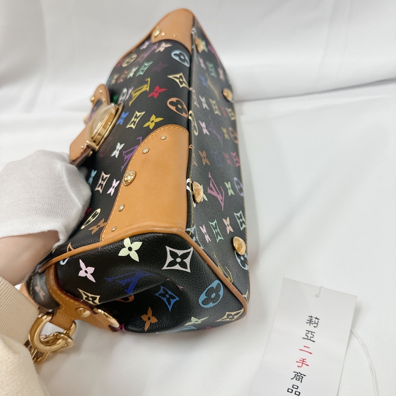 莉亞精品♡ LV 黑彩肩背包 二手美包-8