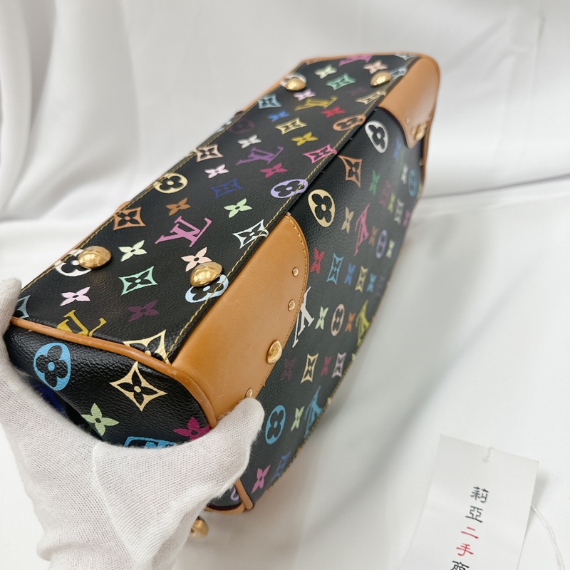 莉亞精品♡ LV 黑彩肩背包 二手美包-9
