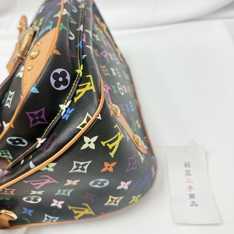 莉亞精品♡ LV 黑彩手提肩背包 二手美包-8
