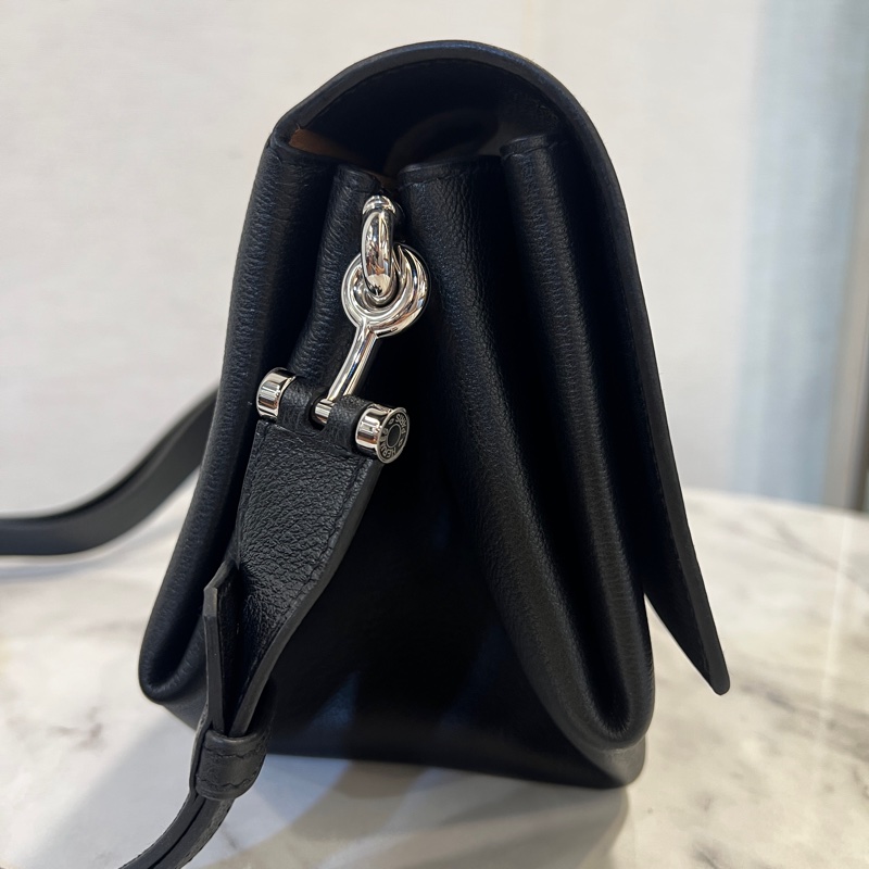 Hermes 黑Tarillion Novello皮銀釦Opli 28斜背包-2