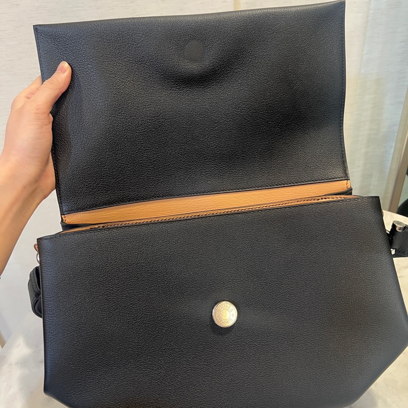 Hermes 黑Tarillion Novello皮銀釦Opli 28斜背包-9