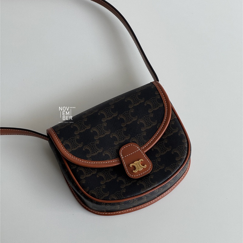 99新🆕 Celine 賽琳 老花迷你馬鞍包 斜背包-0