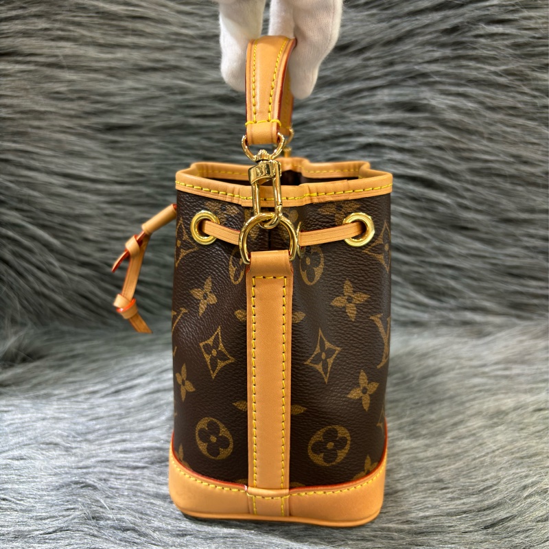 LV M81266 NANO NOE MINI 原花字紋老花 迷你水桶包手提包肩背包斜背包-4